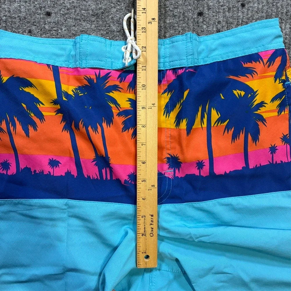 Airwalk Mens Board Shorts Size Medium Blue Tropical Panel Pull On Drawstring
